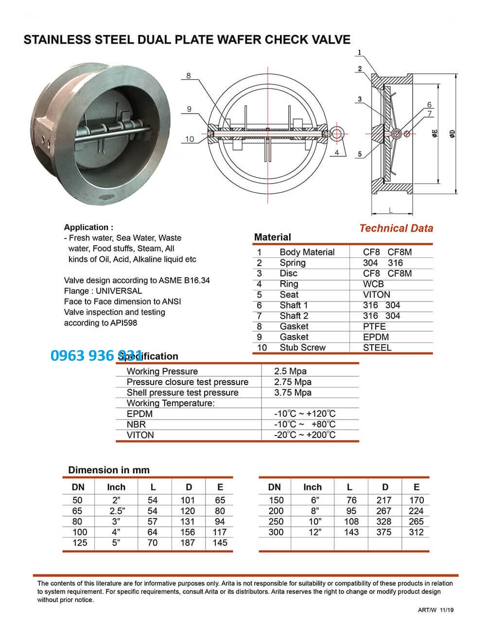 van 1 chiều đĩa inox 3