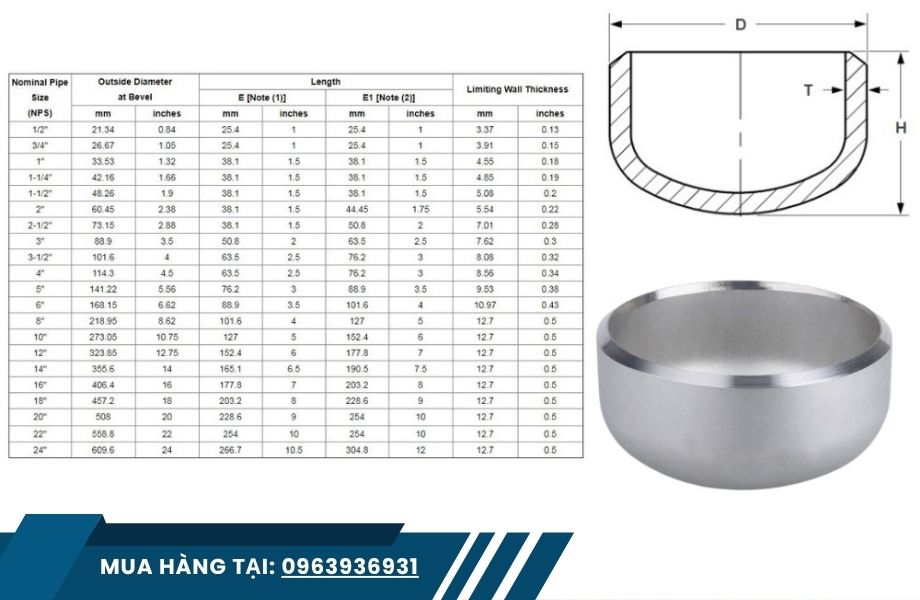 Nút bịt hàn inox đa dạng kích cỡ khác nhau